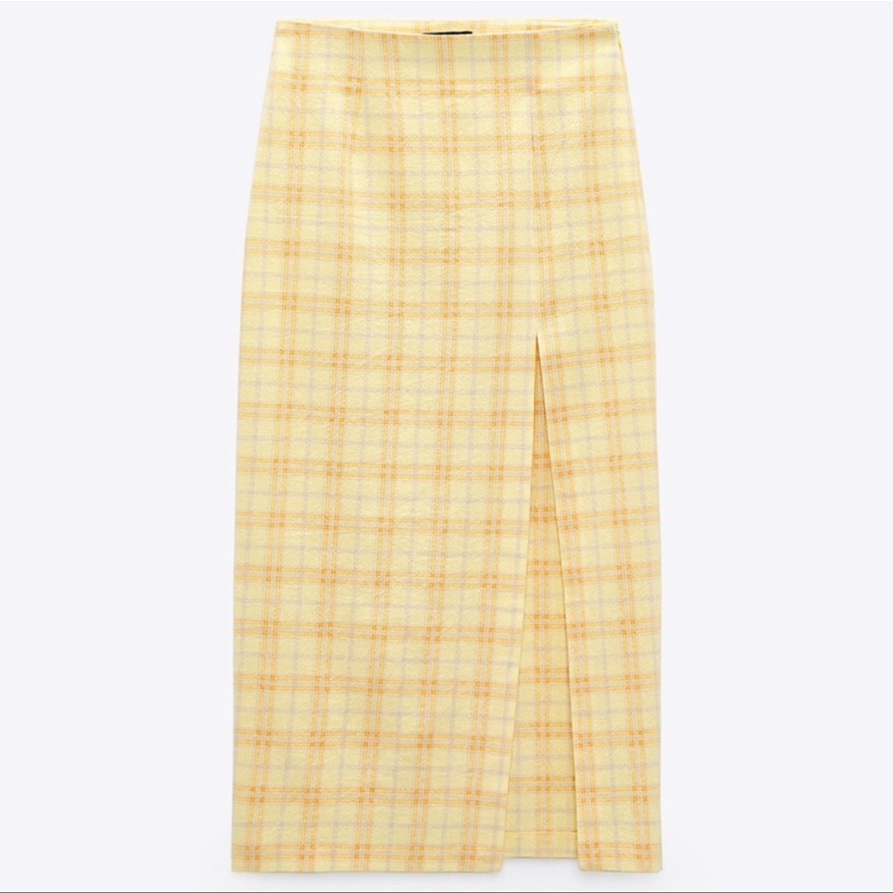 NWT ZARA PLAID MIDI SKIRT